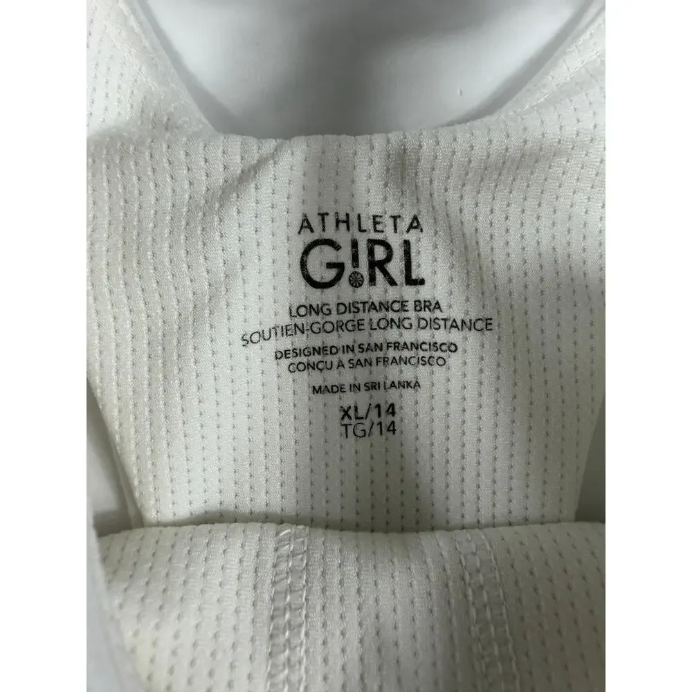 Athleta Girl Long Distance Sports Bra Crop Tank White size 14